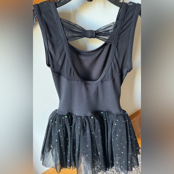 Capezio Black Sleeveless Bow Back Detail Sequin Skirted Tutu Dress, Size S - Picture 2 of 2